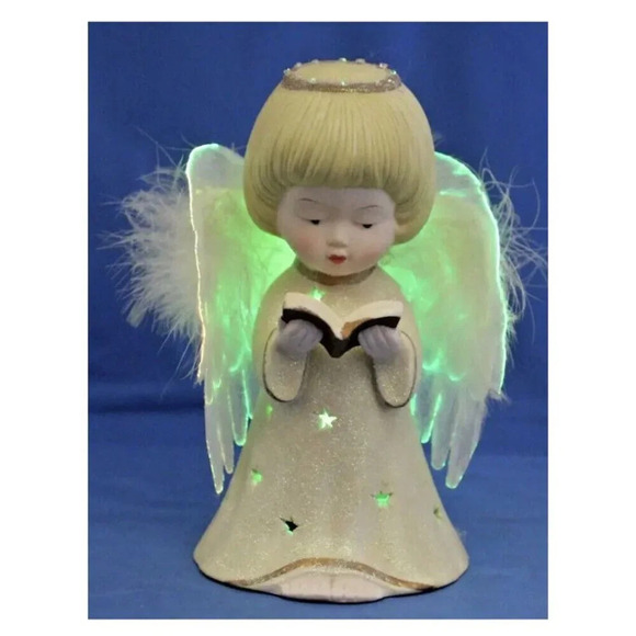 Choir Angel Ceramic Lights Up Changes Colors On Off Switch Battery Operated - Picture 2 of 7